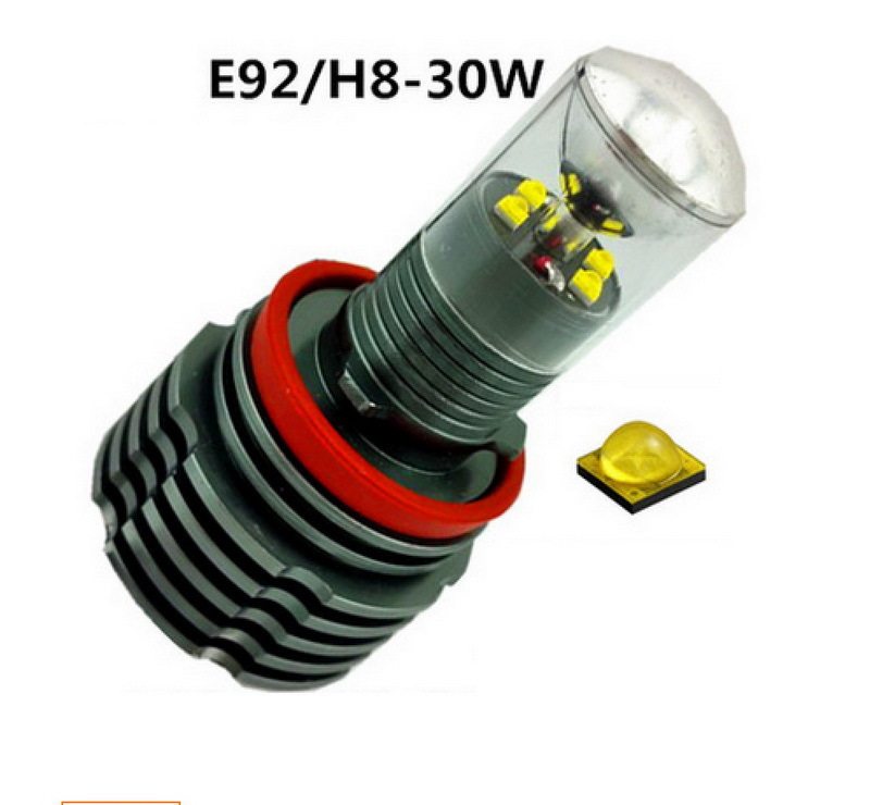 适用于宝马E92 H8的2件30W Led标志灯天使眼灯泡壳