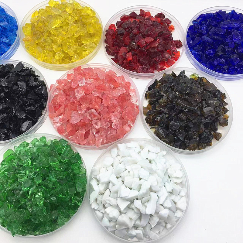 厂家批发彩色玻璃砂喷砂磨料造景除锈玻璃颗粒玻璃块玻璃粉