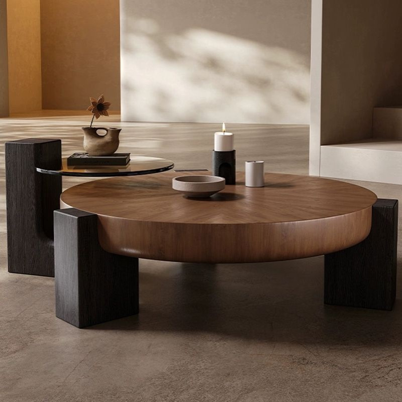 圆茶几可伸缩落地客厅家用现代简约网红爆款意式大小茶几组合边几