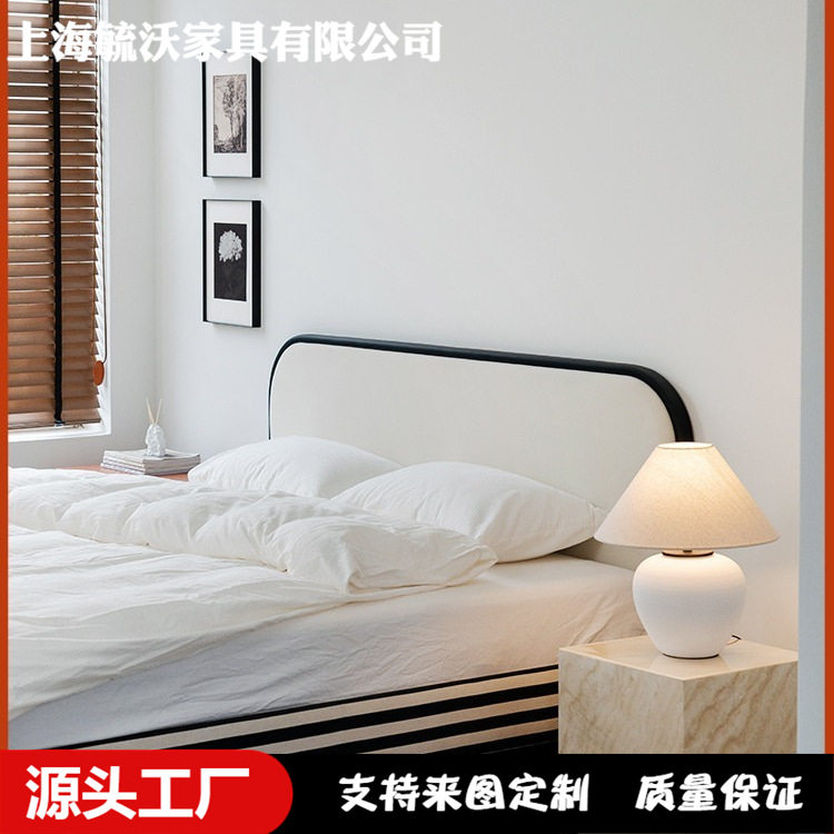 法式复古实木布艺软包床简约现代主卧室展厅民宿公寓1.8米双人床