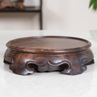 黑檀木实木花瓶盆景玉石花瓶文玩佛像工艺品金蟾工艺品摆件质底座