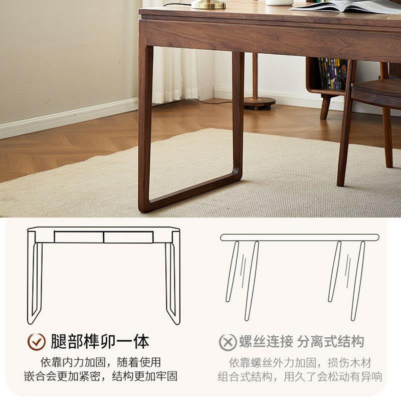 黑工作胡桃木书桌书房书法客厅电脑桌北美办公台长学习台极简实木