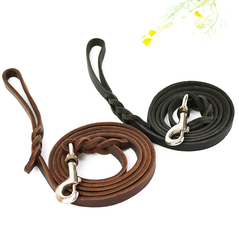 宠物用品德牧赛绳皮牵引绳宠物狗狗牵引带油皮牧羊犬狗链现货