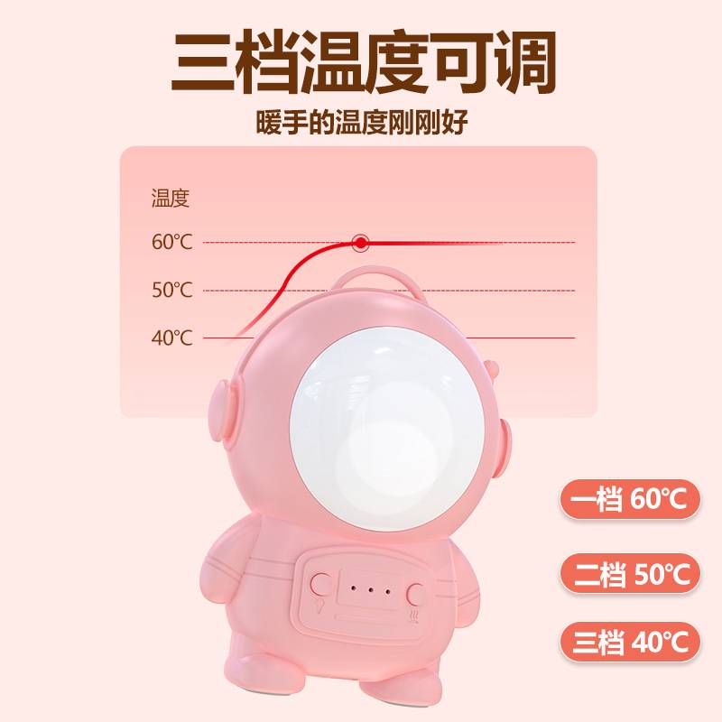 新款USB暖手宝充电暖手宝取暖炫彩小夜灯太空人暖宝宝礼品