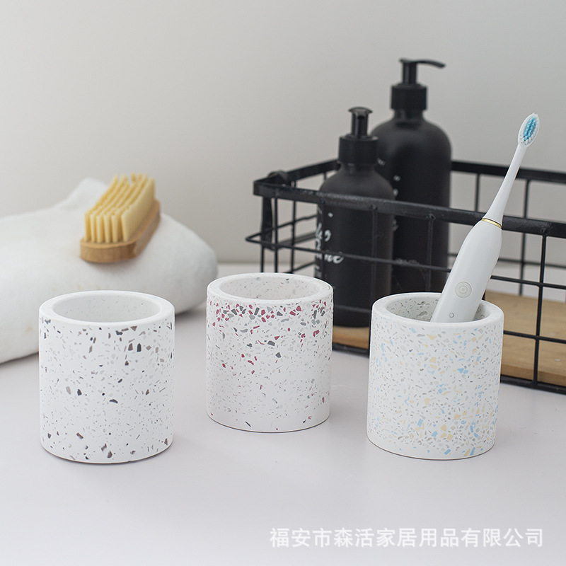 水磨石硅藻土牙刷座创意牙具垫牙刷杯浴室用品吸水干燥牙刷架