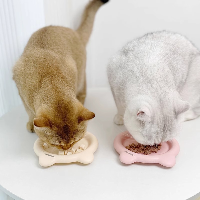 猫碗陶瓷零食盘子碗防黑下巴防打翻宠物餐盘猫食盆幼猫罐头猫碟子