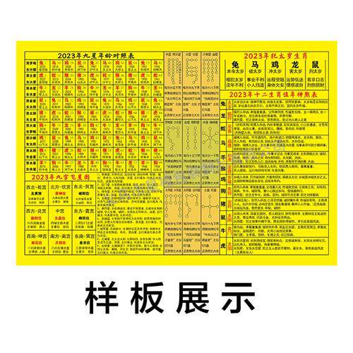 2023年九星年龄兔FJP对照表癸卯九星表九飞星表宫图塑封相年片不
