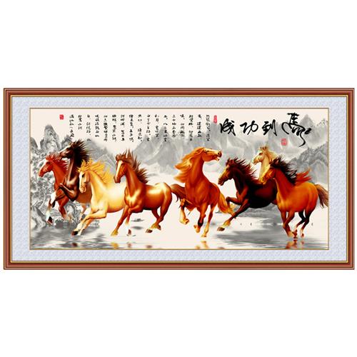 自粘壁画八骏图马到成功墙贴办公室客厅装饰画挂画八骏马壁纸贴画