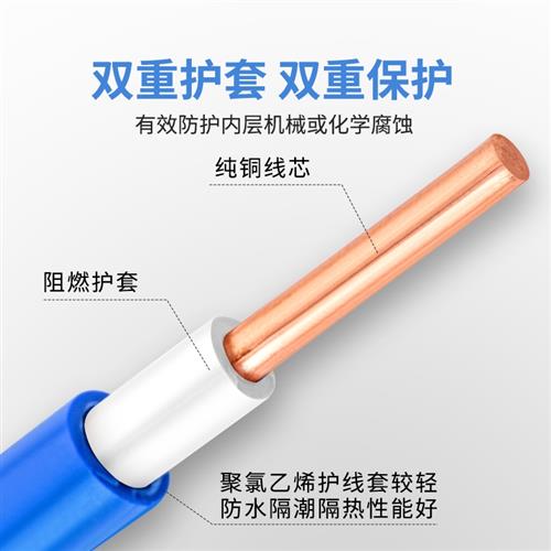 国标BV电线2.5平方家装家用电线1.5/4/6/10单股硬线四/六阻燃铜芯