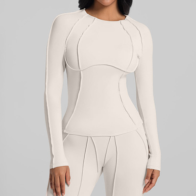 BetterMe同款拼缝运动套装圆领速干T恤女健身瑜伽裤跑步套装