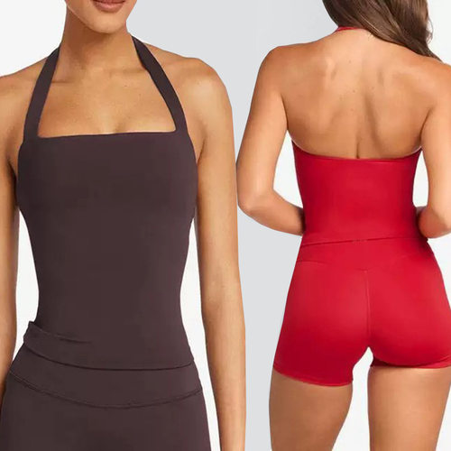 *csb同款背心女挂脖防震运动套装