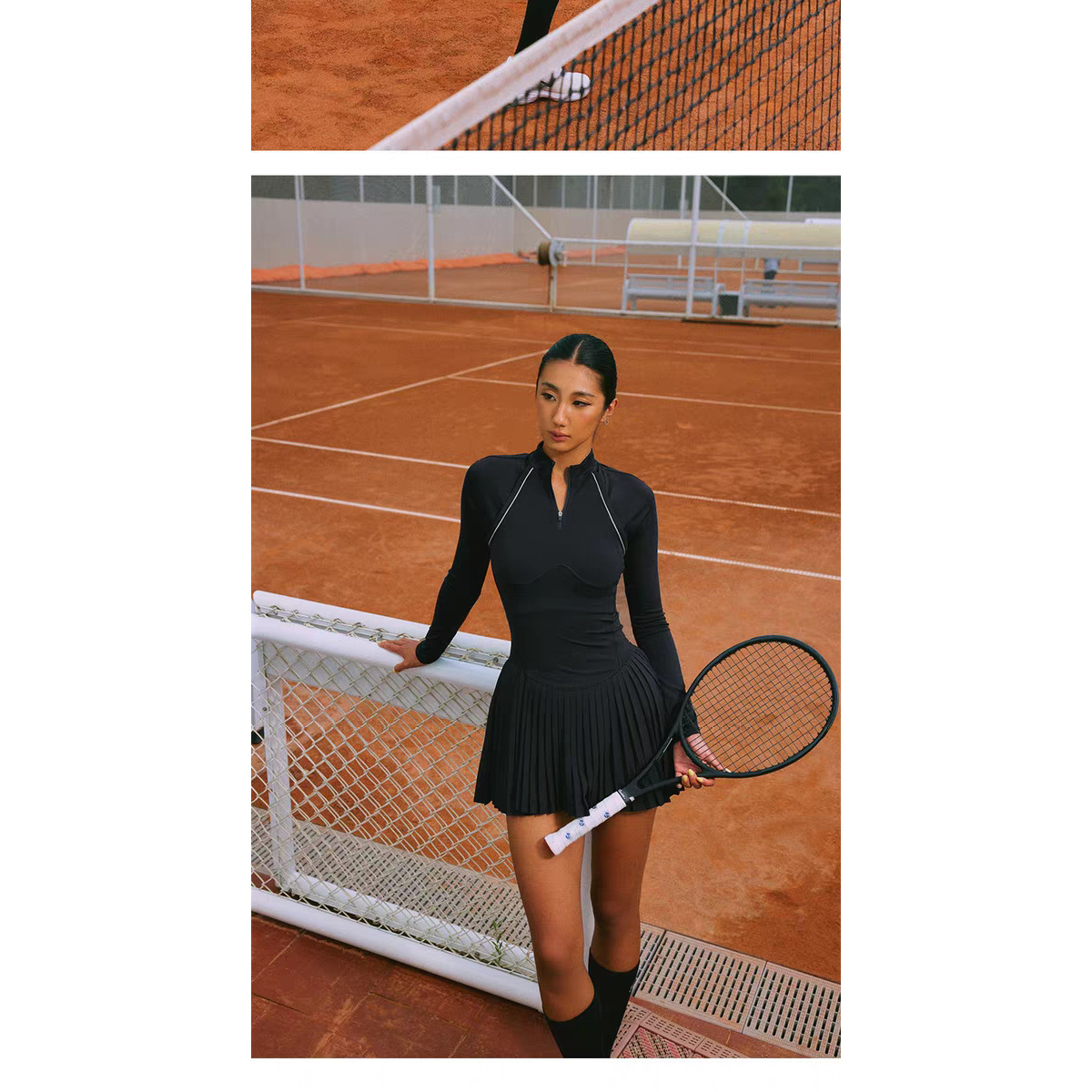 新款立领拉链运动裙女