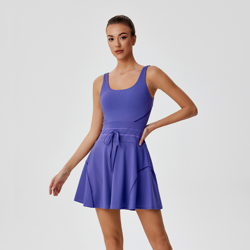 跨境网球裙女速干美背健身服