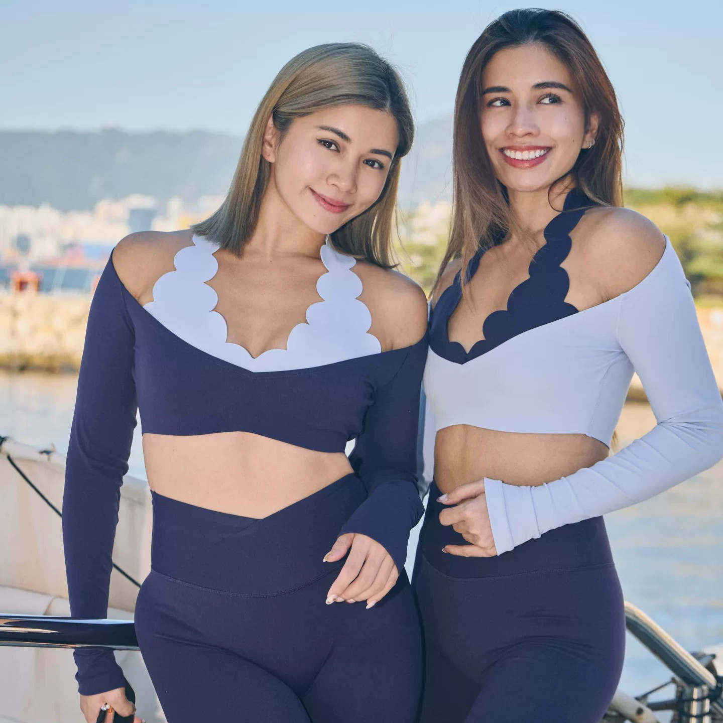 花边假两件拼色健身服百搭紧身普拉提瑜伽服修身运动上衣女