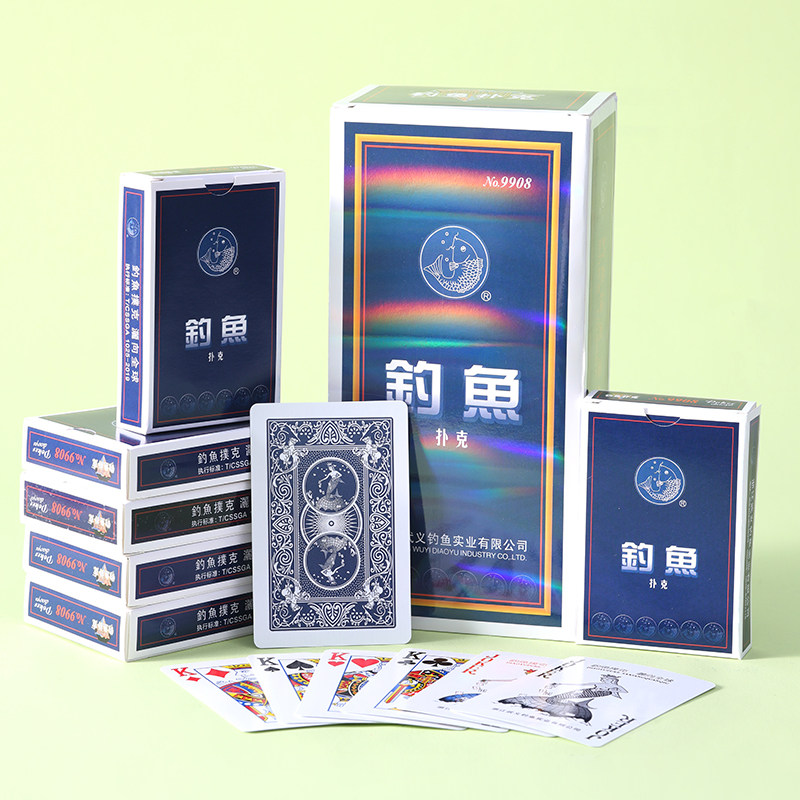 钓鱼扑克牌9908正品100副整箱装纸牌便宜朴克牌家用加厚硬副扑克 - 实物图