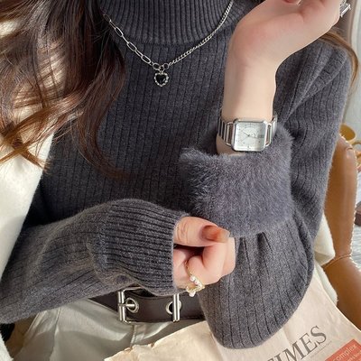 半高领毛衣女冬季加厚一体绒打底衫内搭2025新款洋气修身针织上衣