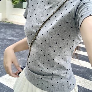 实拍 实价 40支纯棉210克92棉/8氨纶短袖T恤女规则波点布匹