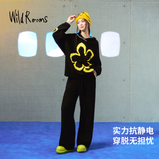WildRooms家居服女款 百搭韩系休闲风套头半边绒睡衣 2025秋冬新款