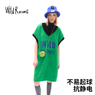 WildRooms秋季 撞色针织背心裙 新款 女潮流可外穿中长款