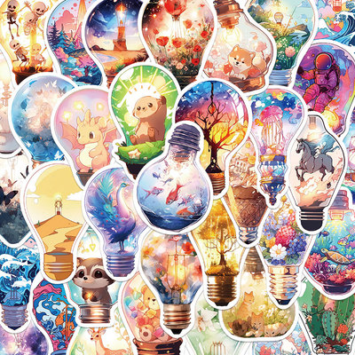 50张灯泡里的世界贴纸