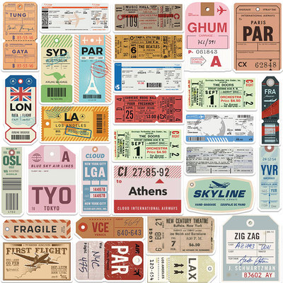 40张航空飞机登机牌贴纸