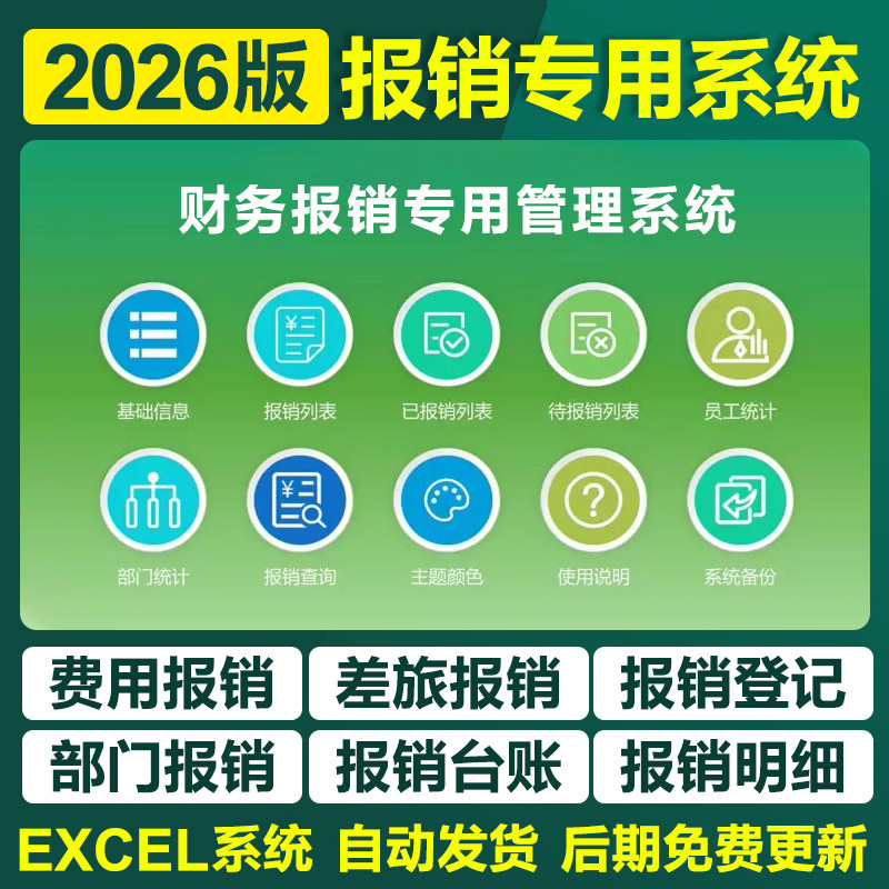 2026新报销管理excel表格系统差旅费报销财务会计费用报销单模板