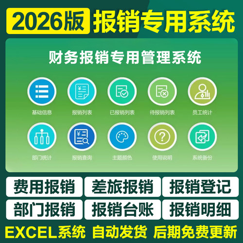 2026新报销管理excel表格系统差旅费报销财务会计费用报销单模板
