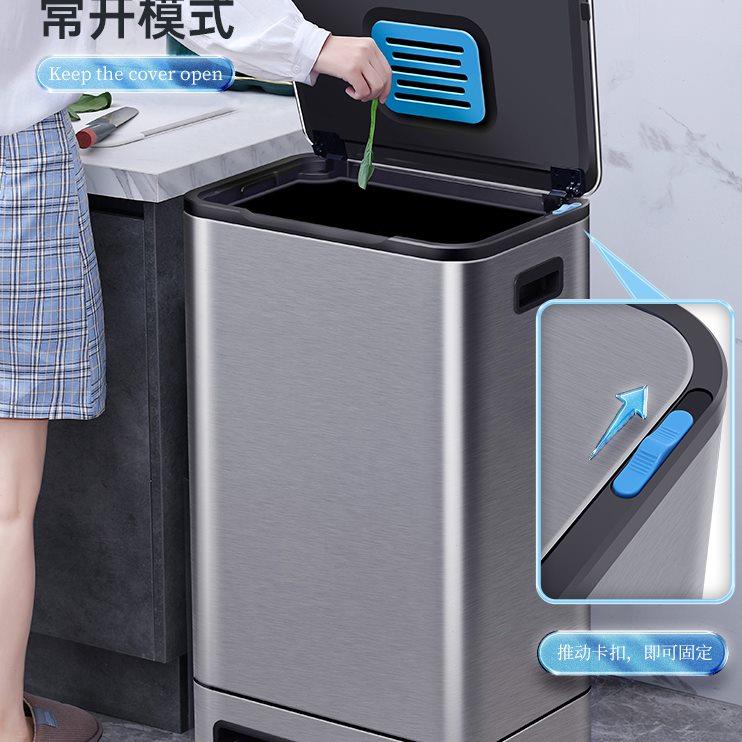 厨房垃圾桶专用大号带盖脚踩家用客厅办公室轻奢商用大容量不锈钢