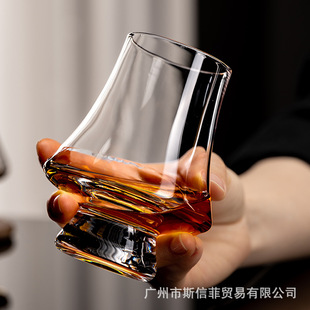 水晶玻璃闻香杯威士忌酒杯粗瘦腰品鉴杯大肚洋酒杯子郁金香干邑杯