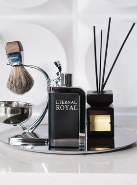 手动剃胡刀镜面圆托盘水乳面霜护肤样板房卫浴摆件饰品套组