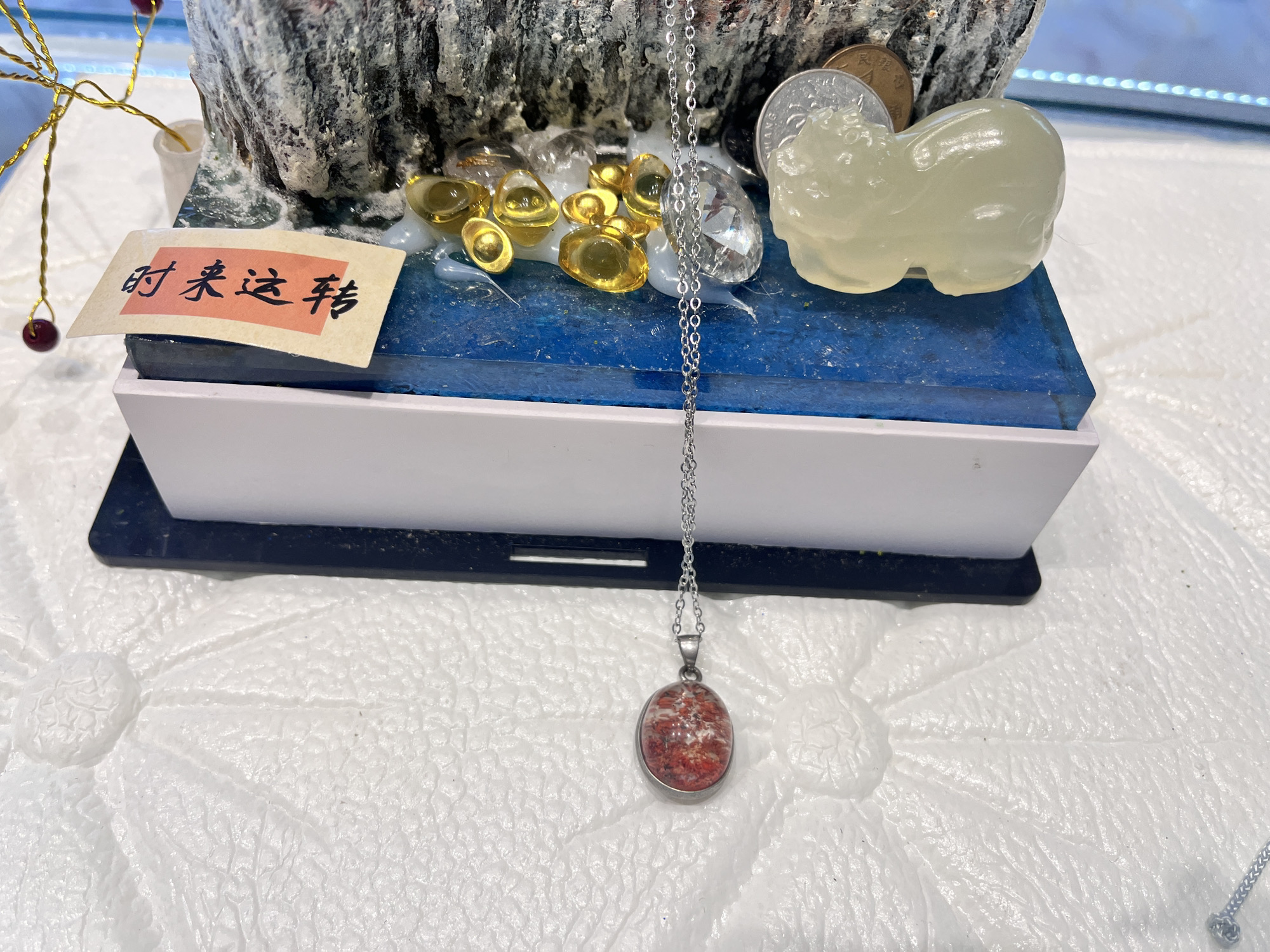 天然水晶吊坠绿幽灵四季幽灵纯银镶嵌项链实物无美颜送礼包邮