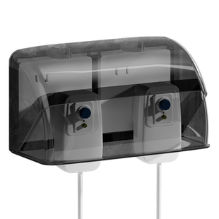 双86型二位二联开关插座错位斜五孔防水盒保护罩盖卫生间浴室加高