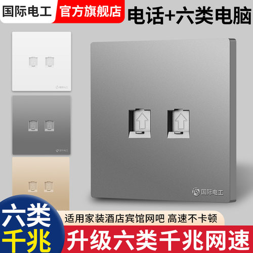 国际电工电话+六类网线电脑插座