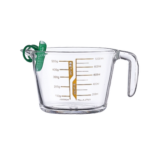 食品级玻璃量杯带双刻度耐高温有手柄过滤网家用烘焙大容量牛奶杯