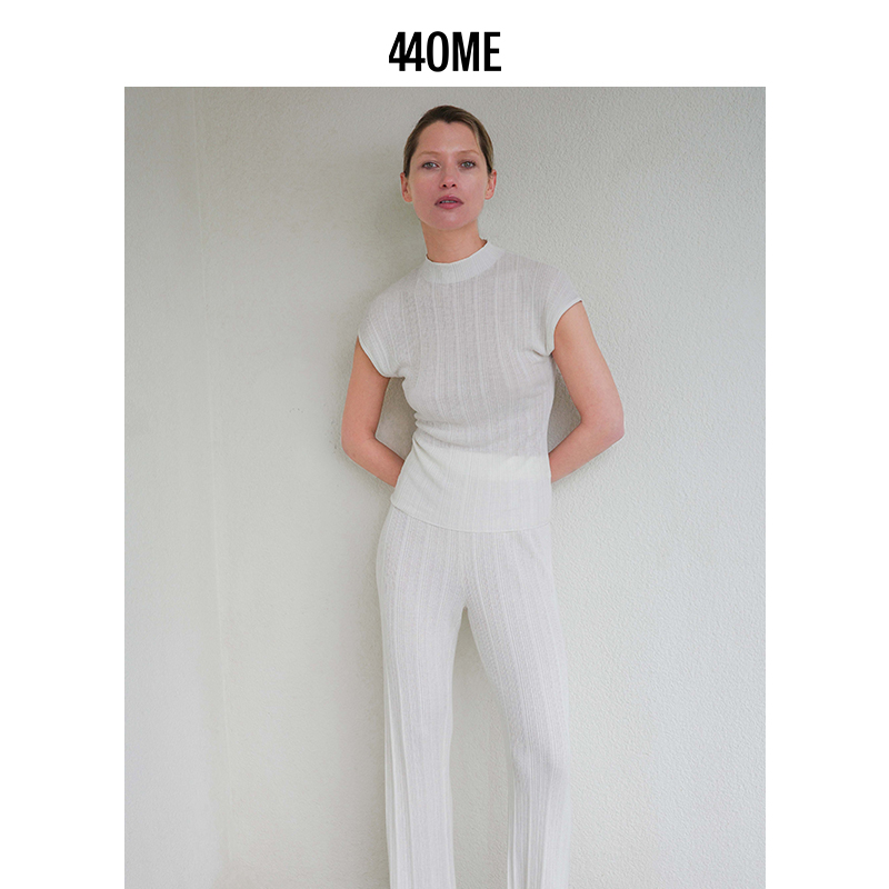 女士混纺立体织纹休闲裤