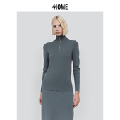 440ME女装 立领半拉链竖状纹理格雷系毛衣FDFW0515K 修身 25秋季 新品