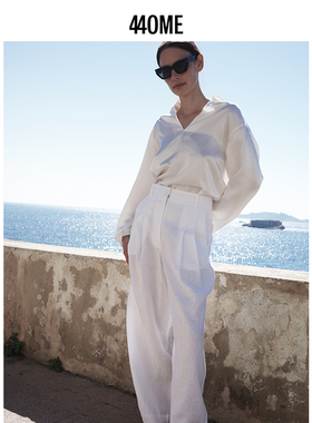 440ME女装设计感新品老钱风优雅松弛V领套头长袖衬衫FDSS0269W