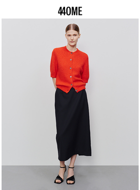 440ME女装【当然是当同款】羊驼毛蓬松圆领开衫短袖毛衣FCFW0363K