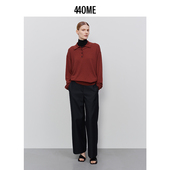 440ME女装 FCFW0807W 长裤 经典 黑色羊毛混纺舒适质感直筒休闲西裤