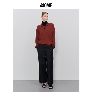 长裤 黑色羊毛混纺舒适质感直筒休闲西裤 FCFW0807W 经典 440ME女装