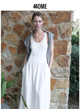 440ME女装 修身针织背心拼接收腰大裙摆松弛长款连衣裙FDSS0339K