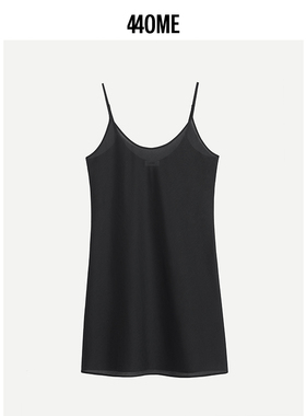 440ME女装桑蚕丝混纺打底吊带裙舒适居家内搭黑色连衣裙FCSS1065W