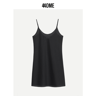 440ME女装 桑蚕丝混纺打底吊带裙舒适居家内搭黑色连衣裙FCSS1065W