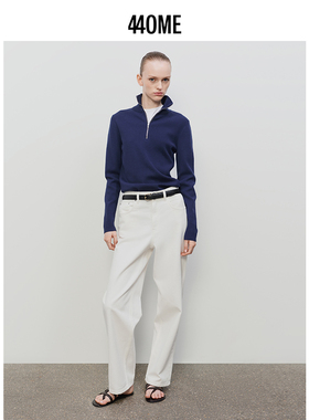 440ME女装2025新款浅色全棉斜纹百搭白色显瘦直筒牛仔裤FDSS0905W