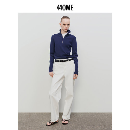 440ME女装2025新款浅色全棉斜纹百搭白色显瘦直筒牛仔裤FDSS0905W