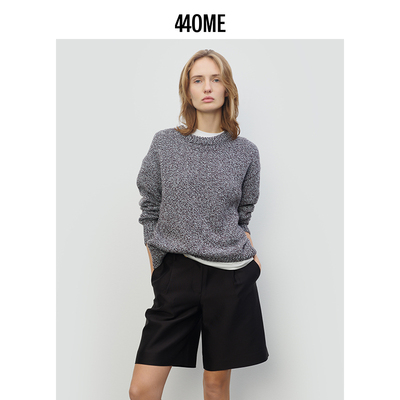 440ME26春季新品女装老钱风圆领毛针织衫简约羊毛毛衣FESS0301K