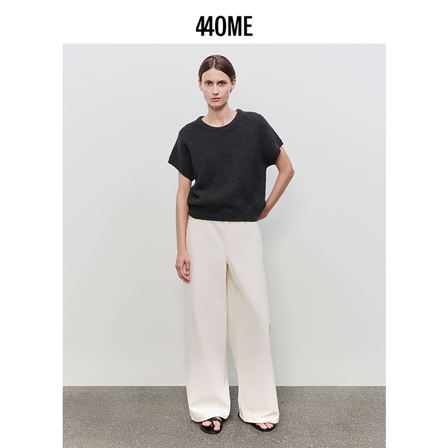 440ME羊毛牦牛绒混纺短袖毛衣