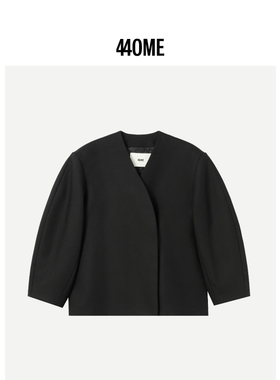 440ME女装 黑色简约设计感灯笼袖廓形短款西装夹克外套FB3F0534W