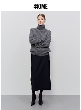 440ME女装 温暖牦牛绒智性风宽松慵懒高领套头灰色毛衣FCFW0397K