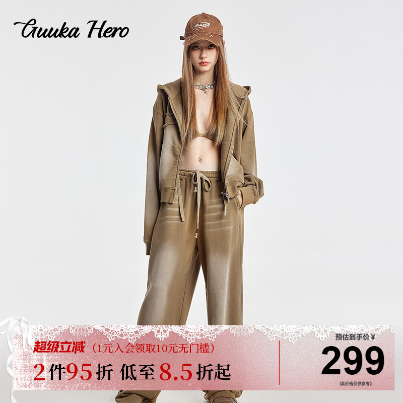 GUUKAHERO开衫毛边贴布绣卫衣